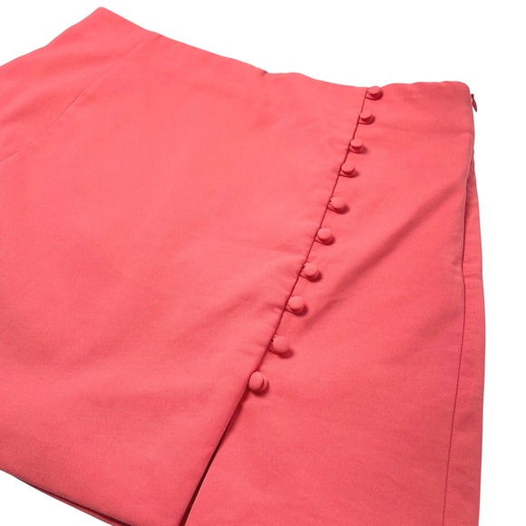 ZARA Hot Pink Mini Skirt Button Front‎ Sz L Lined Barbiecore Preppy - Picture 8 of 9